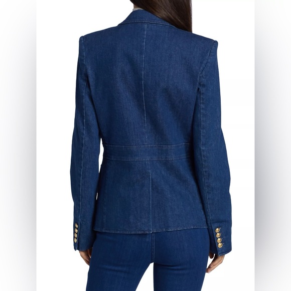 Derek Lam 10 Crosby Keith Denim Utility Jacket Jean Blazer Gold Buttons Pockets - Picture 7 of 12